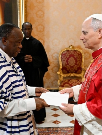 Ghana’s Ambassador to Holy See Ben Batabe Assorow presents Letters of Credence to Pope Leo XIV