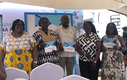 Hajia Hamidya Ismaila (2nd from right), Governing Board Chair, and Ibrahim-Tanko Amidu , Executive Director of STAR Ghana, with some subscribers at the launch of the 2025-2029 plan