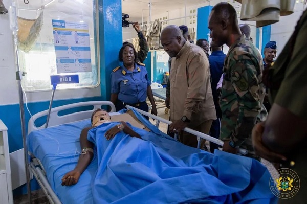 President John Mahama visiting survivors of the El-Wak Stadium stampede at the 37 Military Hospital, 