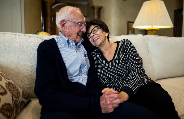 Kelvyn and Kay Cullimore, married for 70 years, pose at their home in Cottonwood Heights on Tuesday, Nov. 5, 2025.