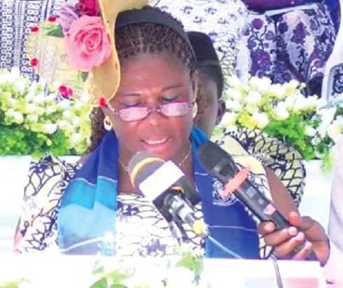 Dr Cynthia Asamoah Gyimah, Headmistress of St Monica’s Senior High School, addressing the gathering