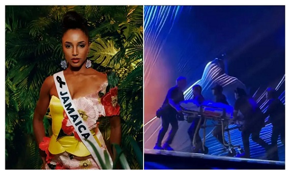 Jamaica Miss Universe contestant rushed to hospital after falling off stage 