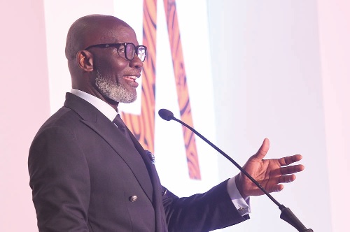 Gabby Otchere-Darko, Senior Partner, Africa Legal Associates, addressing guests at the Africa Legal Associate Breakfast Meeting in Accra.  Picture: SAMUEL TEI ADANO