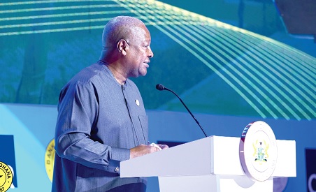 President John Dramani Mahama delivering his address at the event.