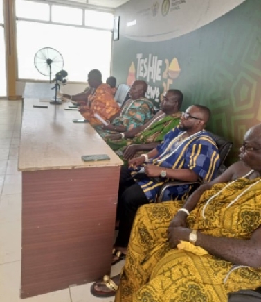 Gbetsoolor Nii Ashitey Akomfra III, Teshie Mantse addressing the press
