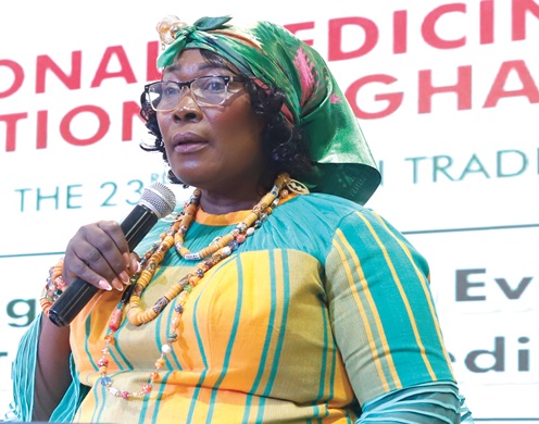 Dr Anastasia Yirenkyi (inset), Director, Traditional and Alternative Medicine, Ministry of Health,  speaking at the event. Picture: EDNA SALVO KOTEY