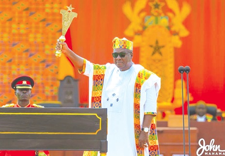 President John Dramani Mahama takes the oath of office to uphold the Constitution