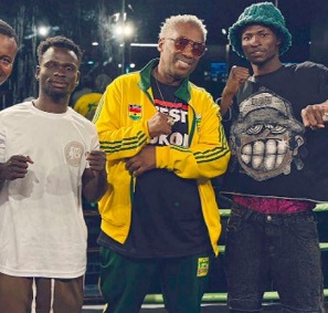 Dave Bishop (middle) pictured with Joseph Commey (right) and Michael Abban, both set to feature on the January 1 fight card
