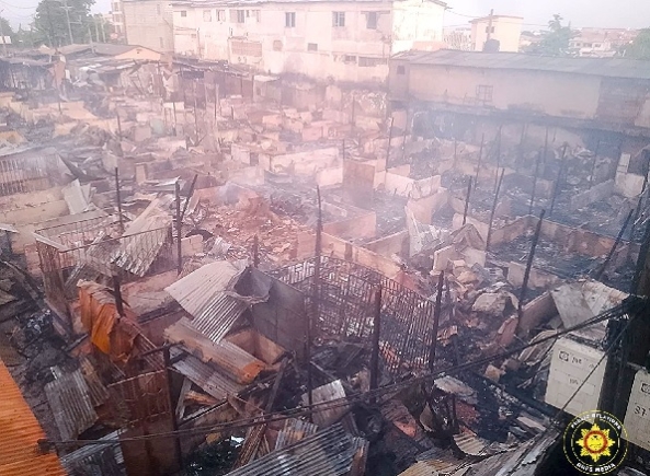 Dansoman Market Fire: 8-year-old girl trapped in wooden structure burnt to death