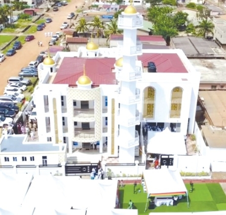 Aerial view of the Ashalley Botwe Mosque and Mission House
