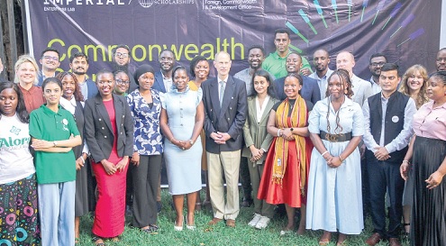 Prince Edward (middle), Duke of Edinburgh, with the founders and co-founders selected for the Commonwealth Startup Fellowship bootcamp