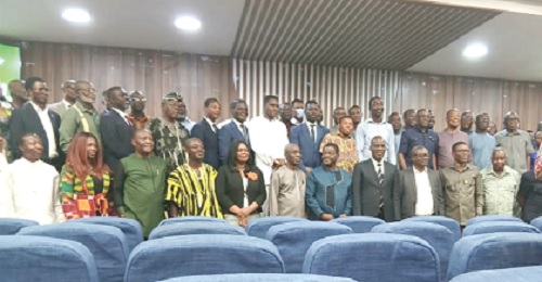 Haruna Iddrisu (2nd from right) and some representatives of private universities