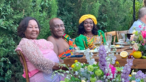  Nana Konadu Agyeman-Rawlings (right), Oheneba Akwasi Abayie and his wife, Jocelyn.
