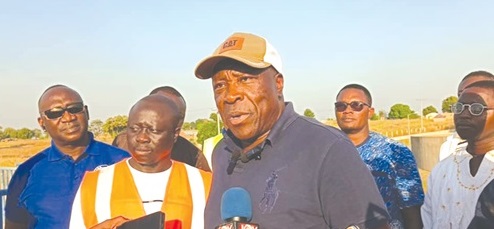 Eric J. Biliguo Adam, Board Chairman of the Ghana Water Limited, addressing the media during the tour 