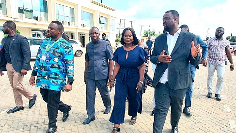 Dorcas Affo-Toffey (4th from left), Deputy Minister of Transport, with Abraham Amaliba (3rd from left), Director-General, National Road Safety Authority, the delegation from the Ministry and other officials of NRSA Picture: ERNEST KODZI