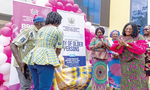 Vice-President Prof. Naana Jane Opoku-Agyemang (2nd from right) and Dr Agnes Naa Momo Lartey (right), Minister of MoGSCP, commemoratesing the International Day of Older Persons Vice-President Prof. Naana Jane Opoku-Agyemang (2nd from right) and Dr Agnes Naa Momo Lartey (right), Minister of MoGSCP, commemoratesing the International Day of Older Persons