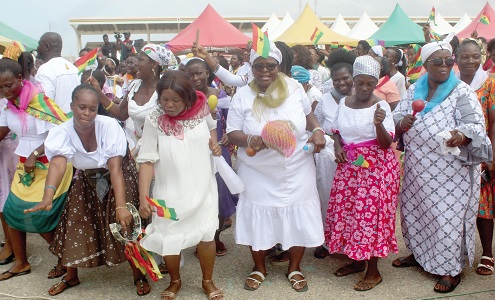 Some members of Aglow Women Fellowship dancing to the glory of God at one of their services