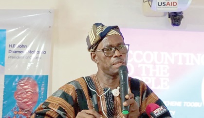 Peter L. Toobo, MP for Wa West, rendering his stewardship to his constituents 