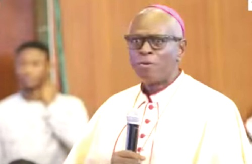 Most Rev. Joseph Kwaku Afrifah-Agyekum, Catholic Bishop of the Koforidua Diocese, who represented the Catholic Bishops’ Conference, making a submission at the forum