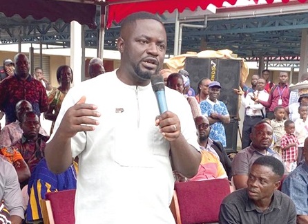 Solomon Kusi-Brako, Municipal Chief Executive for Birim Central, delivering his address at the press conference.