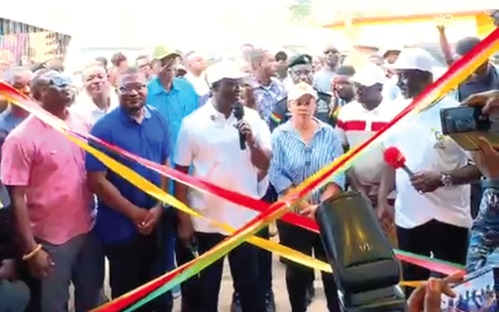 Emmanuel Armah-Kofi Buah (with mic), MP for Ellembelle, and some dignitaries at the inauguration of the refurbished mausoleum