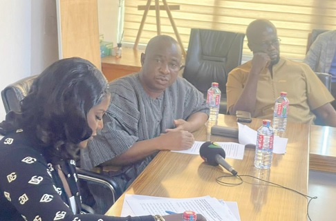 Dorcas Affo-Toffey (left), Deputy Minister of Transport, and Alhassan Ligbi (middle), Managing Director of ISTC, at the meeting