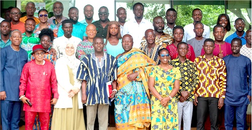 Joseph Appiah-Gyapong (left), Director of the Climate Change Unit of the Forestry Commission; Shaima Hussein (3rd from left), UNDP Deputy Resident Representative for Ghana; Dr Gordon Kofi Sarfo-Adu (4th from left), Acting Executive Director of the Forest Services Division of the Forestry Commission,  with other participants. Picture: ESTHER ADJORKOR ADJEI 
