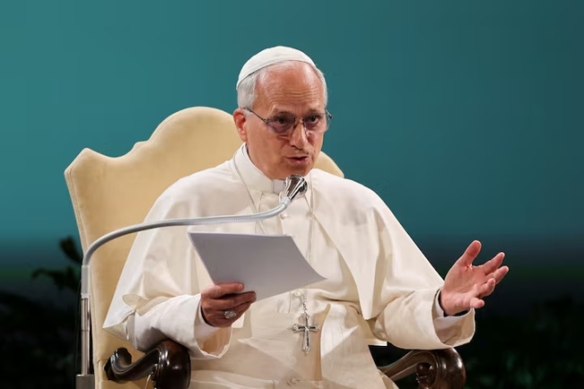 Pope Leo speaks during a three-day international conference "Raising Hope for Climate Justice" in Castel Gandolfo, near Rome, Italy, October 1, 2025. REUTERS/Yara Nardi/File Photo Pope Leo speaks during a three-day international conference "Raising Hope for Climate Justice" in Castel Gandolfo, near Rome, Italy, October 1, 2025. REUTERS/Yara Nardi/File Photo