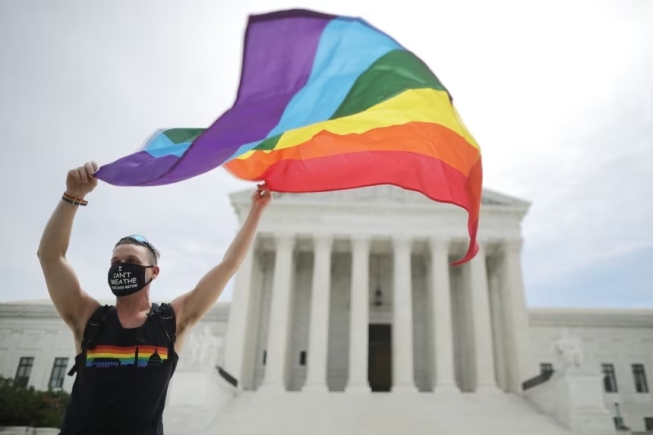 Joseph Fons holding a Pride Flag in front of the Supreme Court on June 15, 2020. Chip Somodevilla/Getty Images Joseph Fons holding a Pride Flag in front of the Supreme Court on June 15, 2020. Chip Somodevilla/Getty Images