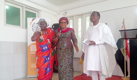 Shamima Muslim (middle), Deputy Spokesperson for Government Communication, speaking at the event. With her are John Kwamena Essel (right), Pro-Vice Chancellor, Knutsford University, and Okatakyie Nana Anim I, Saanahene of Eti Amanfrom, New Tafo Akyem Shamima Muslim (middle), Deputy Spokesperson for Government Communication, speaking at the event. With her are John Kwamena Essel (right), Pro-Vice Chancellor, Knutsford University, and Okatakyie Nana Anim I, Saanahene of Eti Amanfrom, New Tafo Akyem