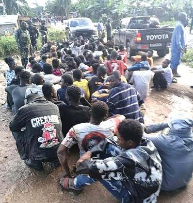 Some of the suspected illegal miners who were arrested by the task force