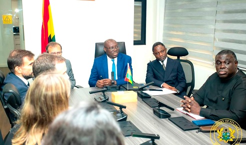 Dr Cassiel Ato Forson (middle) speaking during the meeting