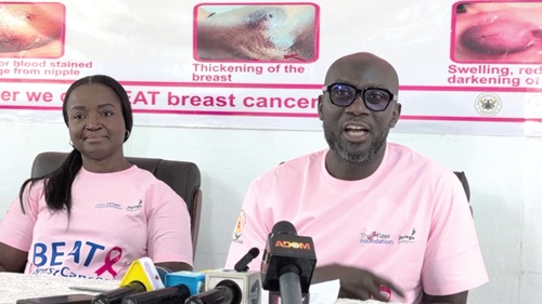 Dr Fred Adomako-Boateng (right), the Ashanti Regional Director of Health Services, speaking at the event