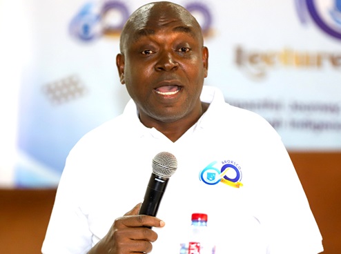 Prof. Edem Kwasi Bakah (right), Lecturer, UCC, addressing the participants