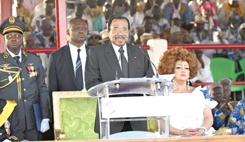 The  92-year-old President of Cameroun with his wife
