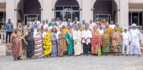 Ahmed Ibrahim (6th from right), Minister of Local Government, Chieftaincy and Religious Affairs,with Linda Obenewaa Akweley Ocloo (7th from left), the Regional Minister, and members of the Greater Accra Regional House of Chiefs Ahmed Ibrahim (6th from right), Minister of Local Government, Chieftaincy and Religious Affairs,with Linda Obenewaa Akweley Ocloo (7th from left), the Regional Minister, and members of the Greater Accra Regional House of Chiefs