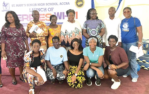 Philomena Owusu-Ansah (standing 3rd from right) with stakeholders of the newsletter after the launch