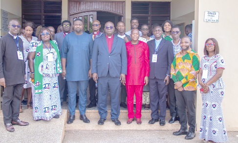 Rt. Rev. Dr Abraham Nana Opare Kwakye (5th from right), Moderator, Presbyterian Church of Ghana, with John Dumelo (3rd from left), Deputy Agric Minister, and some participants after the forum Rt. Rev. Dr Abraham Nana Opare Kwakye (5th from right), Moderator, Presbyterian Church of Ghana, with John Dumelo (3rd from left), Deputy Agric Minister, and some participants after the forum