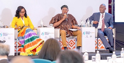 Dr Clement Abas Apaak (middle), Deputy Education Minister, making a point at the event 