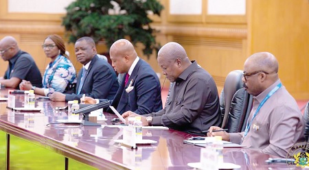 President John Dramani Mahama (2nd from right) and his delegation later held a forum to promote investment opportunities in Ghana President John Dramani Mahama (2nd from right) and his delegation later held a forum to promote investment opportunities in Ghana