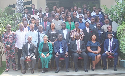 Daniel Klu (sested 3rd from right), acting Head, Cyber and Information Security, Bank of Ghana, with Amadou Koora (seated 3rd from left), Director, Financial Sector, WAIFEM, some dignitaries and other participants in the event. Picture: ERNEST KODZI Daniel Klu (sested 3rd from right), acting Head, Cyber and Information Security, Bank of Ghana, with Amadou Koora (seated 3rd from left), Director, Financial Sector, WAIFEM, some dignitaries and other participants in the event. Picture: ERNEST KODZI
