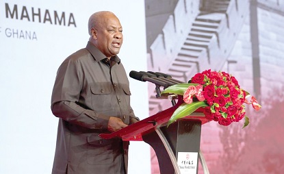 President John Mahama (inset) speaking at the Investment Forum in Beijing, China President John Mahama (inset) speaking at the Investment Forum in Beijing, China