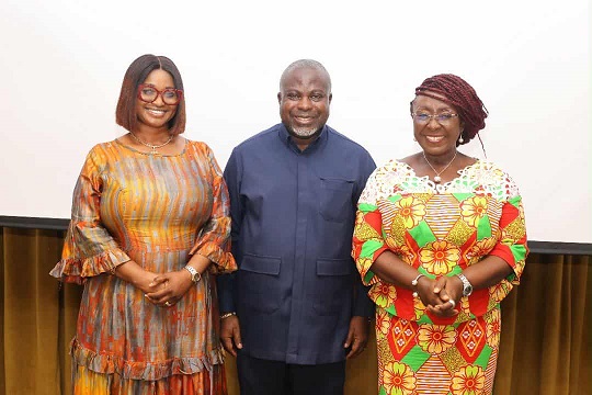Commissioner-General of the GRA, Mr. Anthony Kwasi Sarpong flanked by Maame Wfua Houadjeto, CEO of Ghana Tourism Authority) left and Toursim Minister, Dzifa Gomashie Ministry of Tourism and GRA join forces to support creative industry with new tax framework