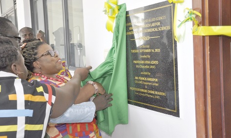 Professor Lydia Aziato, Vice-Chancellor of UHAS, commissioning the Graduate Research Laboratory for Pharmaceutical and Biomedical Sciences