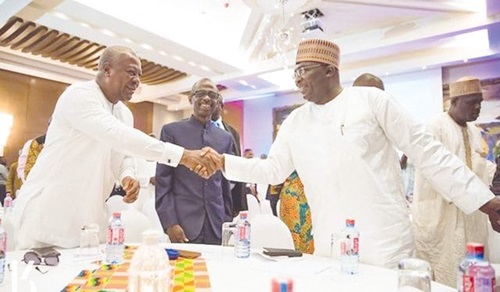 Dr Mahamudu Bawumia (right), shaking hands with John Mahama after the 2024 Presidential Election Dr Mahamudu Bawumia (right), shaking hands with John Mahama after the 2024 Presidential Election
