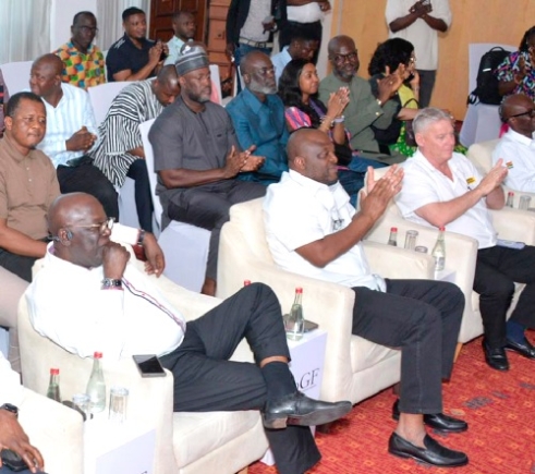 Ibrahim Mahama (middle), Chief Executive Officer, Engineers and Planners Company Limited, Sir Sam Jonah (left) and other stakeholders applauding after the presentation Ibrahim Mahama (middle), Chief Executive Officer, Engineers and Planners Company Limited, Sir Sam Jonah (left) and other stakeholders applauding after the presentation