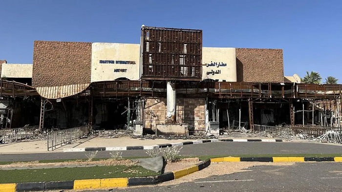 This image from March this year shows the damage at the airport caused by the conflict This image from March this year shows the damage at the airport caused by the conflict