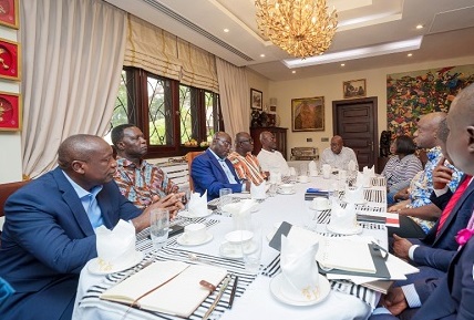 Former President Akufo-Addo (head of table) in a meeting with NPP presidential aspirants at his residence yesterday Former President Akufo-Addo (head of table) in a meeting with NPP presidential aspirants at his residence yesterday