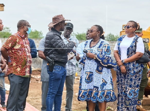 Richard Jakpa (2nd from left), Director of Special Operations at National Security with the UG Vice-Chancellor, Prof. Nana Aba appiah Amfo during a tour of the land