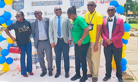 Prof. Gordon Awandare (3rd from left), Pro-Vice Chancellor, UG, with Anaba A. Alemna (2nd from left), Emeritus Professor, UG, Samuel Bentil Aggrey (2nd from right), acting Librarian, UG, and other Librarians. Picture: ERNEST KODZI Prof. Gordon Awandare (3rd from left), Pro-Vice Chancellor, UG, with Anaba A. Alemna (2nd from left), Emeritus Professor, UG, Samuel Bentil Aggrey (2nd from right), acting Librarian, UG, and other Librarians. Picture: ERNEST KODZI